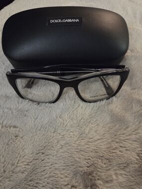 Dolce & Gabbana Black Rectangular Optical Frames with Case